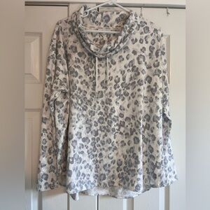 Calvin Klein White and Gray Leopard Print Hoodie